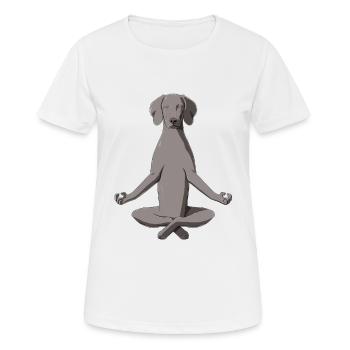 Yoga Weimaraner Hund - Frauen T-Shirt atmungsaktiv - Weiß - Vorne - AI Model Female 172 dark (172cm)
