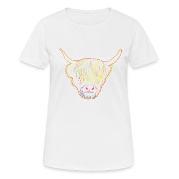 Schottisches Hochlandrind - Frauen T-Shirt atmungsaktiv - Weiß - Vorne - AI Model Female 172 dark (172cm)