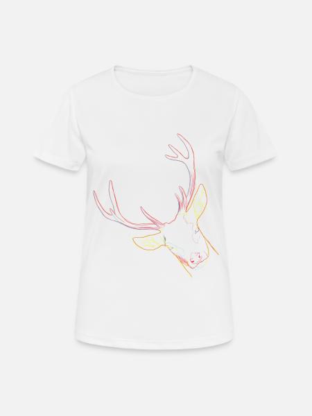 Hirsch - Frauen T-Shirt atmungsaktiv - Weiß