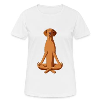 Dog Hungarian Vizsla Meditate - Women's Breathable T-Shirt - white - Front - AI Model Female 172 dark (172cm)