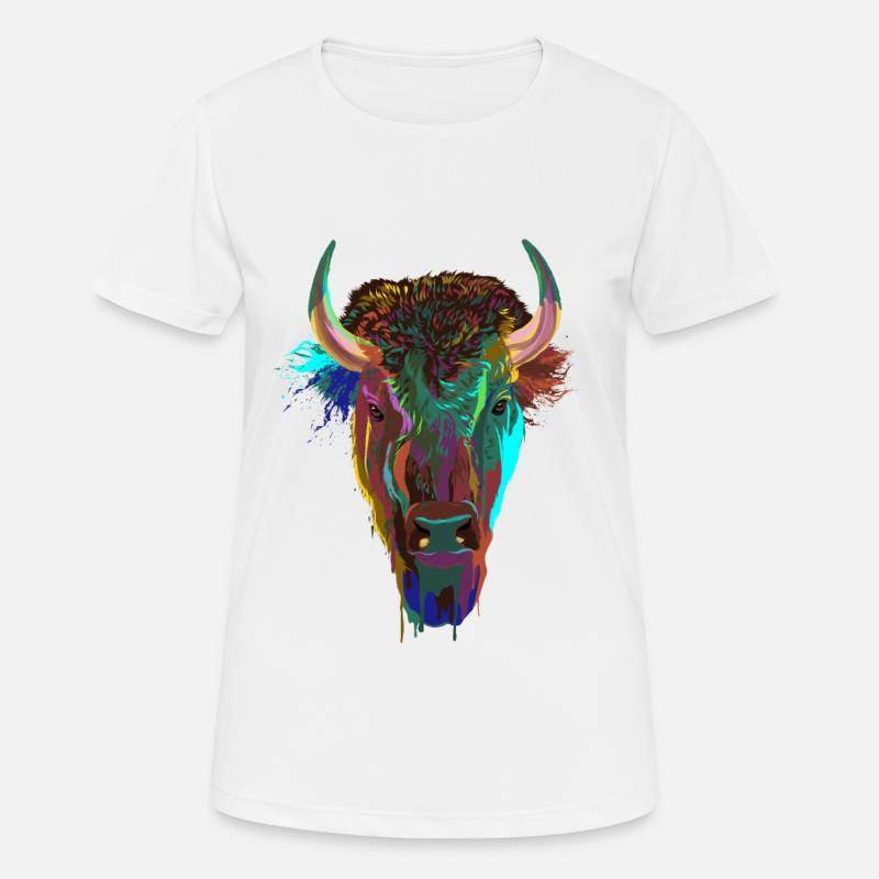 Splash Bison - Frauen T-Shirt atmungsaktiv - Weiß