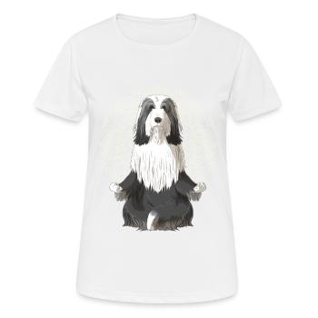 Bearded Collie chien méditation - T-shirt respirant Femme - blanc - Devant - AI Model Female 172 dark (172cm)