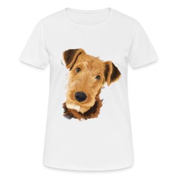 Airedale Terrier Dog - Women's Breathable T-Shirt - white - Front - AI Model Female 172 dark (172cm)