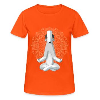 Bedlington Terrier Hund Meditation - Frauen T-Shirt atmungsaktiv - Neonorange - Vorne - AI Model Female 172 dark (172cm)