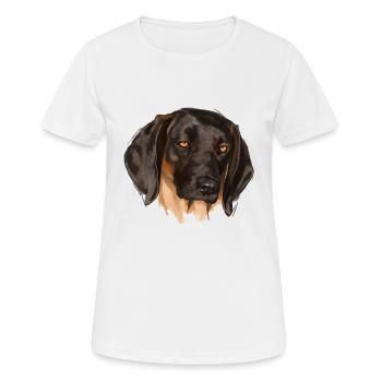 Bayerischer Gebirgsschweißhund - Frauen T-Shirt atmungsaktiv - Weiß - Vorne - AI Model Female 172 dark (172cm)
