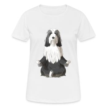 Bearded Collie chien méditation - T-shirt respirant Femme - blanc - Devant - AI Model Female 172 dark (172cm)