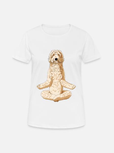 Meditating Labradoodle Dog - Women's Breathable T-Shirt - white
