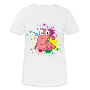 Farbiger Wurm - Frauen T-Shirt atmungsaktiv - Weiß - Vorne - AI Model Female 172 dark (172cm)