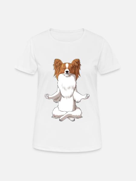 Meditating Papillon Dog - Women's Breathable T-Shirt - white