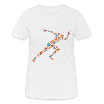 Fleurs Sprinteuse - T-shirt respirant Femme - blanc - Devant - AI Model Female 172 dark (172cm)