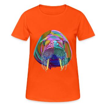 Walross - Frauen T-Shirt atmungsaktiv - Neonorange - Vorne - AI Model Female 172 dark (172cm)
