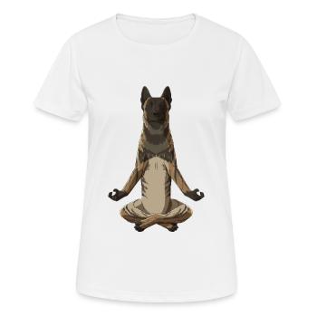 Meditierender Holländischer Schäferhund Hund - Frauen T-Shirt atmungsaktiv - Weiß - Vorne - AI Model Female 172 dark (172cm)