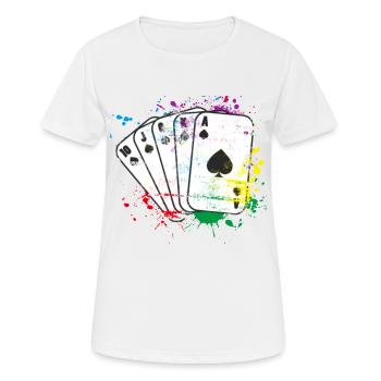 Kartenspiel farbig - Frauen T-Shirt atmungsaktiv - Weiß - Vorne - AI Model Female 172 dark (172cm)