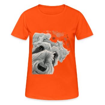 Chien museau curieux - T-shirt respirant Femme - orange néon - Devant - AI Model Female 172 dark (172cm)