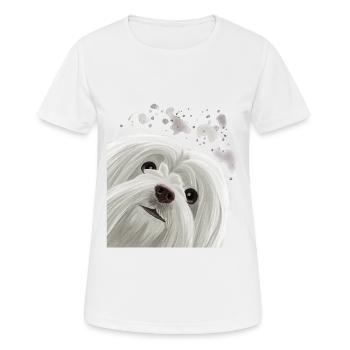 Curious Maltese Dog - Women's Breathable T-Shirt - white - Front - AI Model Female 172 dark (172cm)