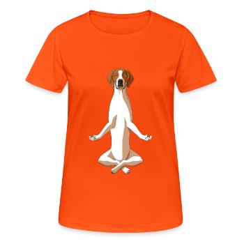 Meditate English Pointer Dog - Women's Breathable T-Shirt - neon orange - Front - AI Model Female 172 dark (172cm)