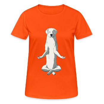 Meditierender Polski Owczarek Podhalanski Hund - Frauen T-Shirt atmungsaktiv - Neonorange - Vorne - AI Model Female 172 dark (172cm)