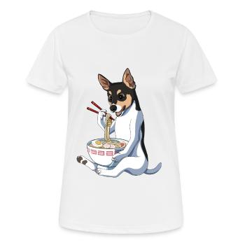 Anime japonais Guide Terrier chien Ramen - T-shirt respirant Femme - blanc - Devant - AI Model Female 172 dark (172cm)