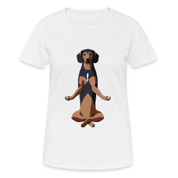 Meditierender Tiroler Bracke Hund - Frauen T-Shirt atmungsaktiv - Weiß - Vorne - AI Model Female 172 dark (172cm)