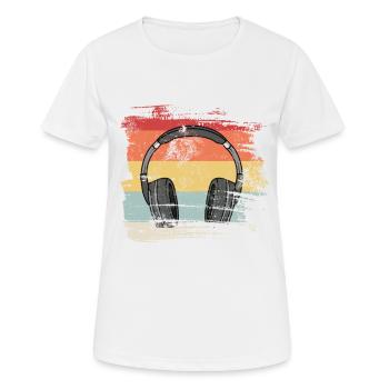 Retro 80er 90er Kopfhörer - Frauen T-Shirt atmungsaktiv - Weiß - Vorne - AI Model Female 172 dark (172cm)