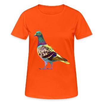 Colorful Splash Bird Pigeon - Women's Breathable T-Shirt - neon orange - Front - AI Model Female 172 dark (172cm)