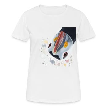 Neugieriger Vogel Papageientaucher - Frauen T-Shirt atmungsaktiv - Weiß - Vorne - AI Model Female 172 dark (172cm)