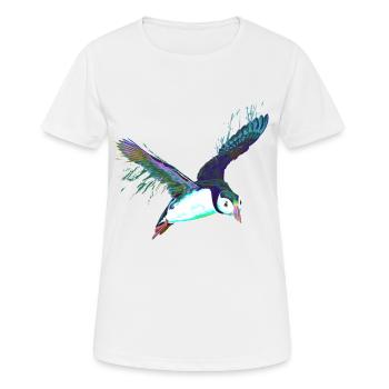 Splash Flying Bird Puffin - Women's Breathable T-Shirt - white - Front - AI Model Female 172 dark (172cm)