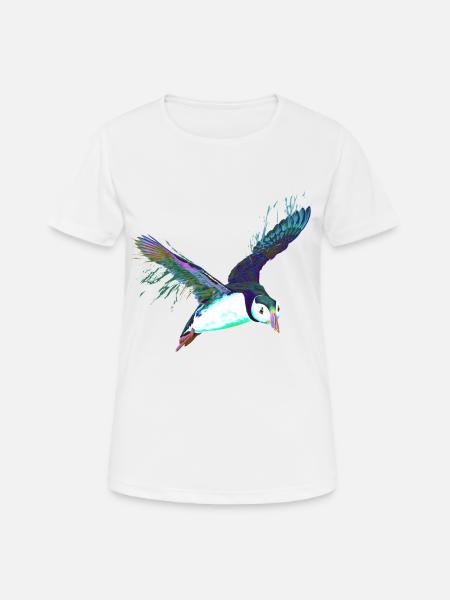 Splash Fliegender Vogel Papageientaucher - Frauen T-Shirt atmungsaktiv - Weiß