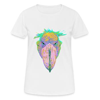 Colorful Bird Splash Shoebill - Women's Breathable T-Shirt - white - Front - AI Model Female 172 dark (172cm)