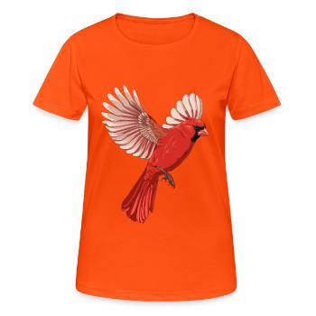 Fliegender Vogel Rotkardinal - Frauen T-Shirt atmungsaktiv - Neonorange - Vorne - AI Model Female 172 dark (172cm)