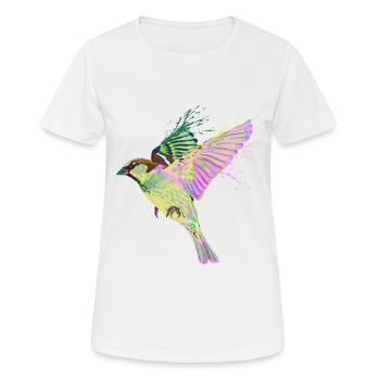 Colorful Splash Flying Bird Sparrow - Women's Breathable T-Shirt - white - Front - AI Model Female 172 dark (172cm)