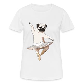 Drôle de ballerine Chien Danse Ballet Carlin - T-shirt respirant Femme - blanc - Devant - AI Model Female 172 dark (172cm)
