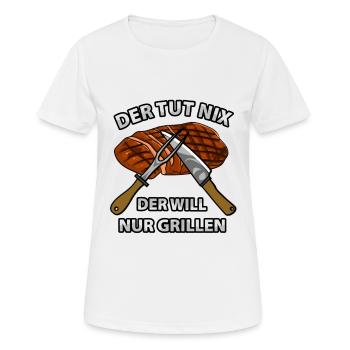Will nur grillen Grillfleisch Braten Grillsaison - Frauen T-Shirt atmungsaktiv - Weiß - Vorne - AI Model Female 172 dark (172cm)