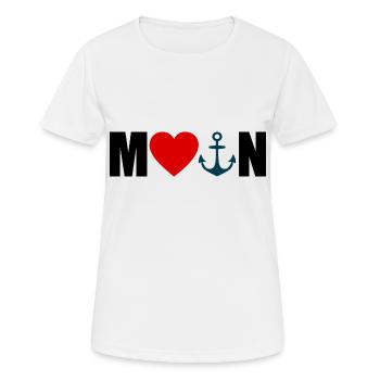 MOIN mit Herz und Anker - Frauen T-Shirt atmungsaktiv - Weiß - Vorne - AI Model Female 172 dark (172cm)