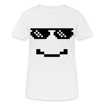 Retro Smiley Pixel Sonnenbrille - Frauen T-Shirt atmungsaktiv - Weiß - Vorne - AI Model Female 172 dark (172cm)