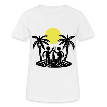 Boire à la fête sur la plage de l’île - T-shirt respirant Femme - blanc - Devant - AI Model Female 172 dark (172cm)