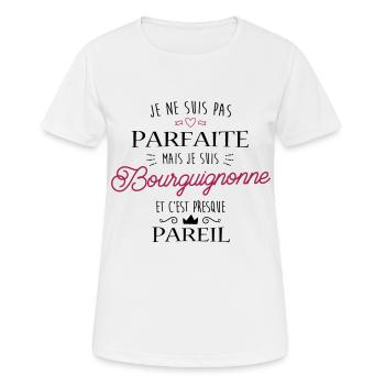 Bourguignonne Parfaite - T-shirt respirant Femme - blanc - Devant - AI Model Female 172 dark (172cm)