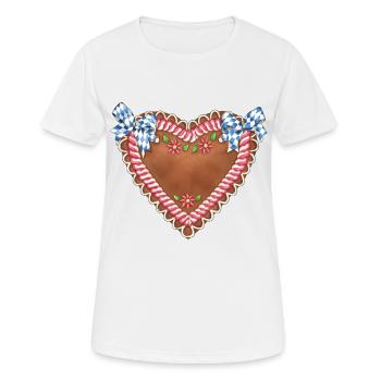 Lebkuchenherz - Frauen T-Shirt atmungsaktiv - Weiß - Vorne - AI Model Female 172 dark (172cm)
