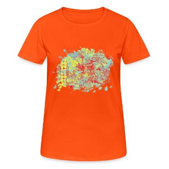 Splash Yellow - Frauen T-Shirt atmungsaktiv - Neonorange - Vorne - AI Model Female 172 dark (172cm)