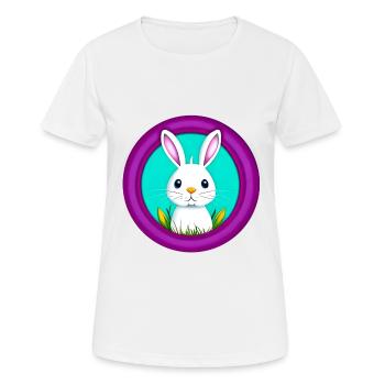 Hase Weiss lila Osterhase - Frauen T-Shirt atmungsaktiv - Weiß - Vorne - AI Model Female 172 dark (172cm)