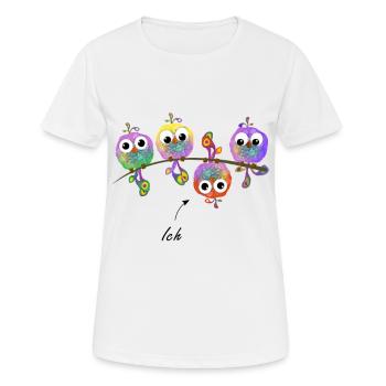 Moineaux sur branche oiseau oiseaux volée d'oiseaux - T-shirt respirant Femme - blanc - Devant - AI Model Female 172 dark (172cm)
