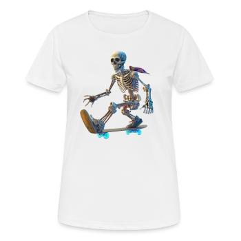 Skeleton-skateboarder - T-shirt respirant Femme - blanc - Devant - AI Model Female 172 dark (172cm)