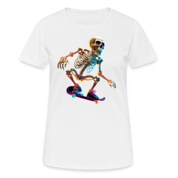 Skelett das Skateboard fährt - Frauen T-Shirt atmungsaktiv - Weiß - Vorne - AI Model Female 172 dark (172cm)