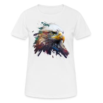 Freiheit in Farbe: Adlerporträt auf Leinwand - Frauen T-Shirt atmungsaktiv - Weiß - Vorne - AI Model Female 172 dark (172cm)