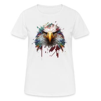 Freiheit in Farbe: Adlerporträt auf Leinwand - Frauen T-Shirt atmungsaktiv - Weiß - Vorne - AI Model Female 172 dark (172cm)