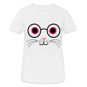 chat lunettes - T-shirt respirant Femme - blanc - Devant - AI Model Female 172 dark (172cm)