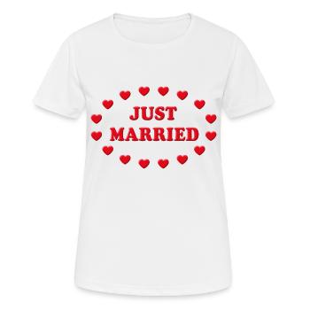 Just Married Hearts (Marriage / Wedding) - Women's Breathable T-Shirt - white - Front - AI Model Female 172 dark (172cm)