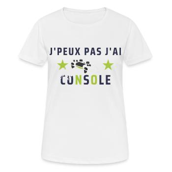 J peux pas j ai console - T-shirt respirant Femme - blanc - Devant - AI Model Female 172 dark (172cm)