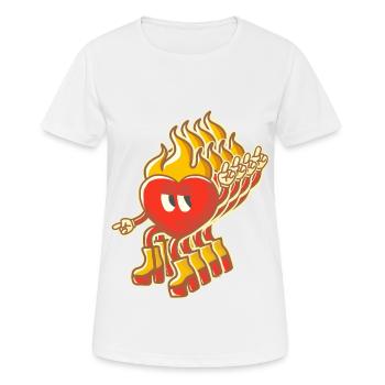 mascotte cœur enflammé rétro multidimensionnel - T-shirt respirant Femme - blanc - Devant - AI Model Female 172 dark (172cm)