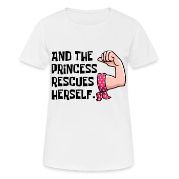 und die Prinzessin rettet sich - Frauen T-Shirt atmungsaktiv - Weiß - Vorne - AI Model Female 172 dark (172cm)